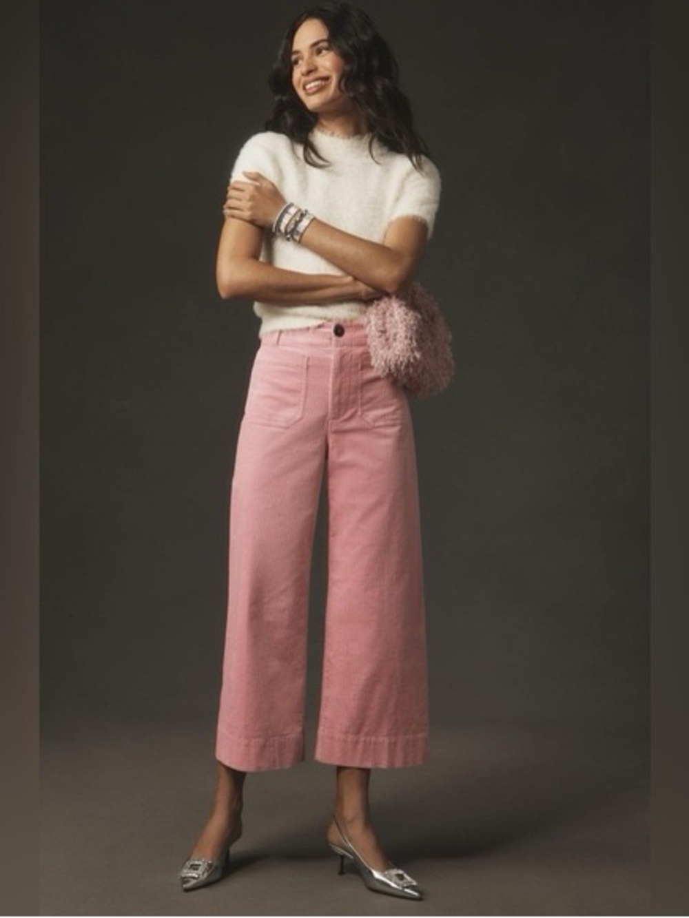 Anthropologie  Maeve Colette Blush Pink Wide-Leg Corduroy Pants